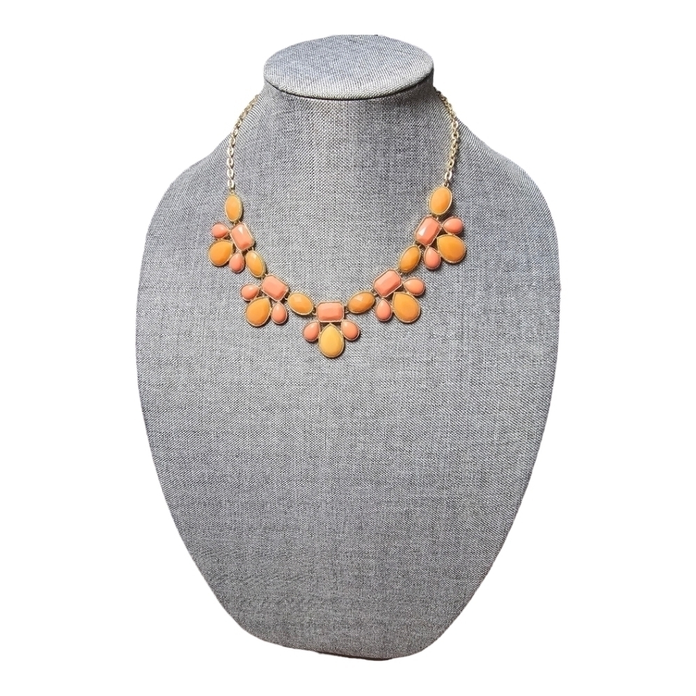 Two-Tone Orange Statement Necklace - image 1